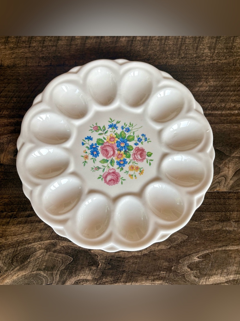 Vintage E&R American Artware Floral Egg Plate